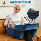 Gaming Pillow for Lap,Soft Pillow for Bed Rest Reading,Adults Teens Arm Rest Pillow for Reading,Knitting,Working,Playing Steam Deck Switch or Sitting in Couch Floor,Two Side Pockets & Anti-Slip Strip