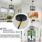 ANKYLHUA Black Chandelier,6-Lights Ceiling Light Fixture E12,Adjustable Hight Pendant Lights Kitchen Island,Chandeliers for Dining Room Bedroom,Entryway,Foyer