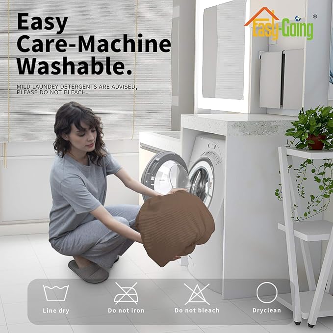 Easy-Going 6 Pieces Recliner Loveseat Stretch Sofa Slipcover Sofa Cover Furniture Protector Couch Soft with Elastic Bottom Kids, Spandex Jacquard Fabric Small Checks Brown