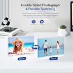 5x7 Magnetic Acrylic Photo Frame – Double-Sided Clear Picture Display Frame with White Base, Tabletop Acrylic Frame for Home & Office Decor (4-Pack, Horizontal display)