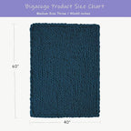 Bigacogo Chunky Knit Throw Blanket for Couch, 40x60 inches, 100% Hand Knitted with Thick Jumbo Chenille Yarn, Cozy Soft Large Rope Knot Cable Crochet Blankets for Sofa Bed Living Room, Deep Sea Blue