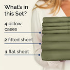 Split King Bed Sheet Set - 7 Piece Split King Bed Sheet Set - Soft Hotel Luxury Bedding - Cooling, Comfy & Breathable - 1 Flat & 1 Fitted & 4 Pillowcases w/ Deep Pockets - Wrinkle Free - Sage Green