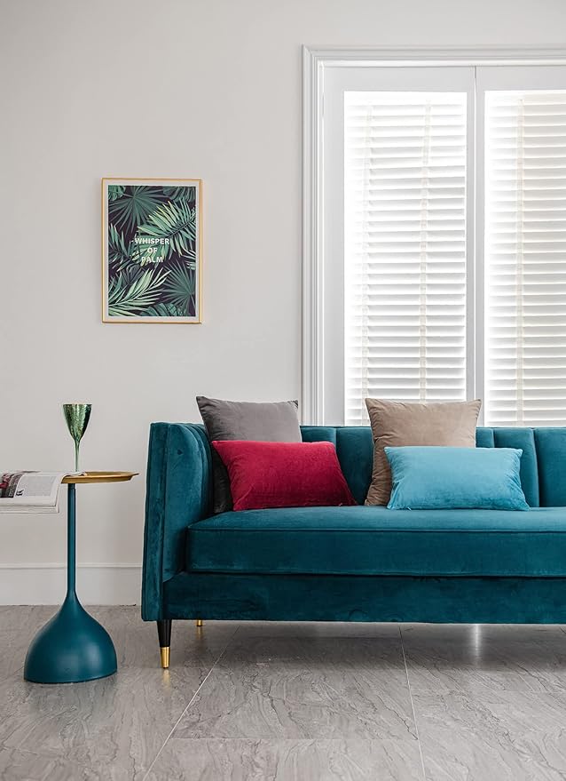 Throw Pillow Cases 12x20 Turquoise: 2 Pack Cozy Soft Velvet Rectangular Decorative Pillow Covers for Farmhouse Home Decor