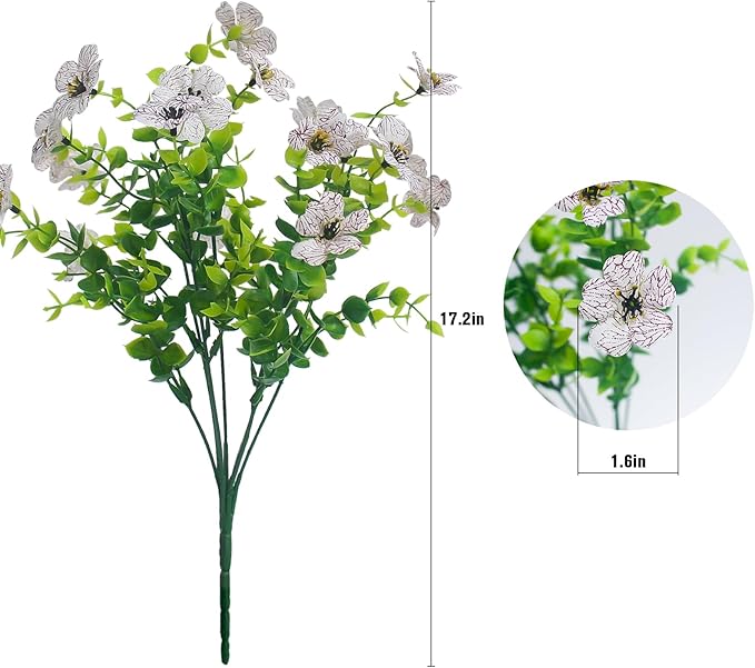 White Artificial Outdoor Flowers 12 Bundles Daisy Elegant All-Weather Spring Summer Decoration Realistic Look for Outdoor Front Porch Events and Landscaping (White Daisy)