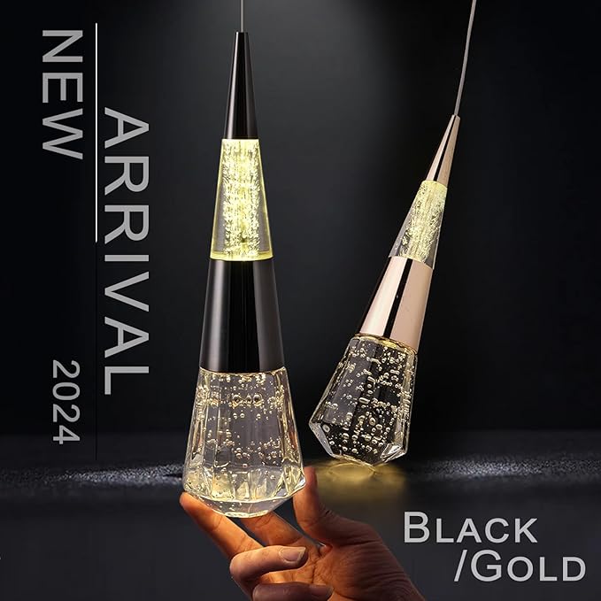 5-Light led Pendant Light, Dimmable Modern Pendant Light Kitchen Island Light Fixture Luxury Meteor Shower-Style Black Led Chandelier for Dinning Room, Kitchen Lighting Fixture