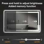Led Mirror for Bathroom, 30x55 Bathroom Vanity Mirror for Wall with Light, IP54 Enhanced Anti-Fog, Dimmable 3 Colors, Memory Function, Backlit and Front Lit, Shatter-Proof Glass, Plug-in/Hardwired