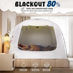 Bed Tent Bed Canopy Twin Size for Kid and Adults 100% Breathable Tents 4 Doors 80% Blackout - Indoor Portable Sleeping Tents Privacy Large Space with String Light