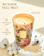 M&SENSE Large Soy Scented Candles Peony & Blush Sude, Non Toxic Natural Spring Candles 35oz 150 Hours Long Lasting Slow Burning, Unique Candle Gifts Cozy Room Decor for Women Men