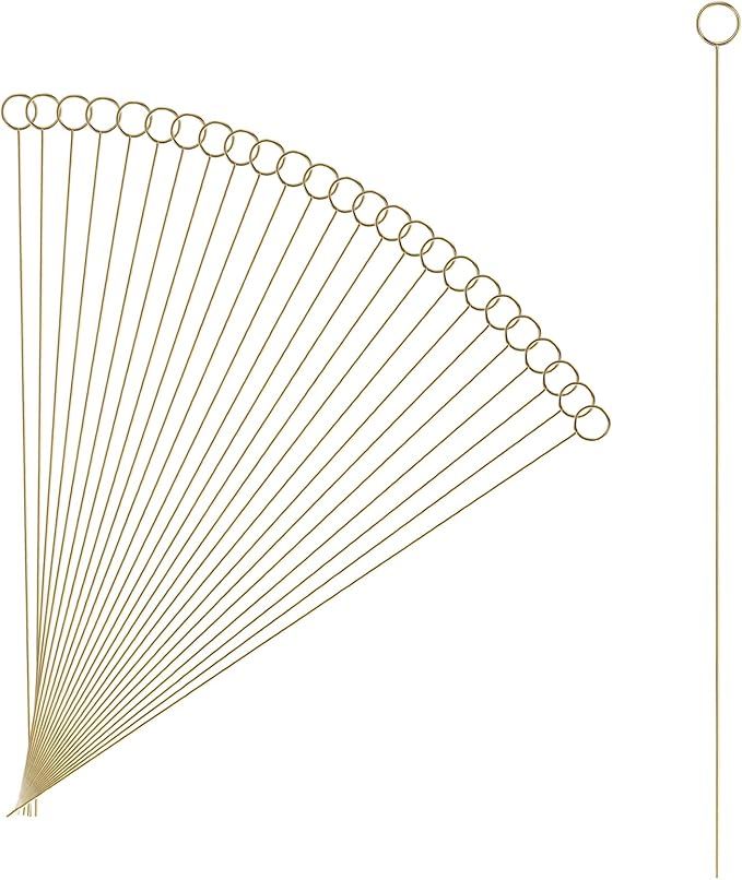 uxcell 24 Pcs Table Card Holders, 11.8 Round Metal Craft Wire Clips Picture Clip Table Number Holders Picks for Wedding, Photos, Memo, Restaurant, Gold