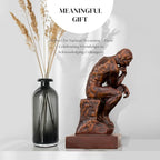 【9.5" Pure Bronze Statue】 The Thinker Bronze Statue Rodin Sculpture Ornament for Home Office Decor Famous Art Craft Collection