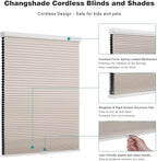 Changshade Custom Cordless Cellular Shades, Blackout Honeycomb Shades for Windows, Pull Down Pleated Blinds, Easy to Install for Indoor Windows and French Doors, Beige