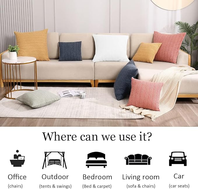 24x24 Pillow Covers Set of 2 Off White Euro Shams Boho Decorative Throw Pillow Covers Cotton Large Square Pillowcase for Couch Bed