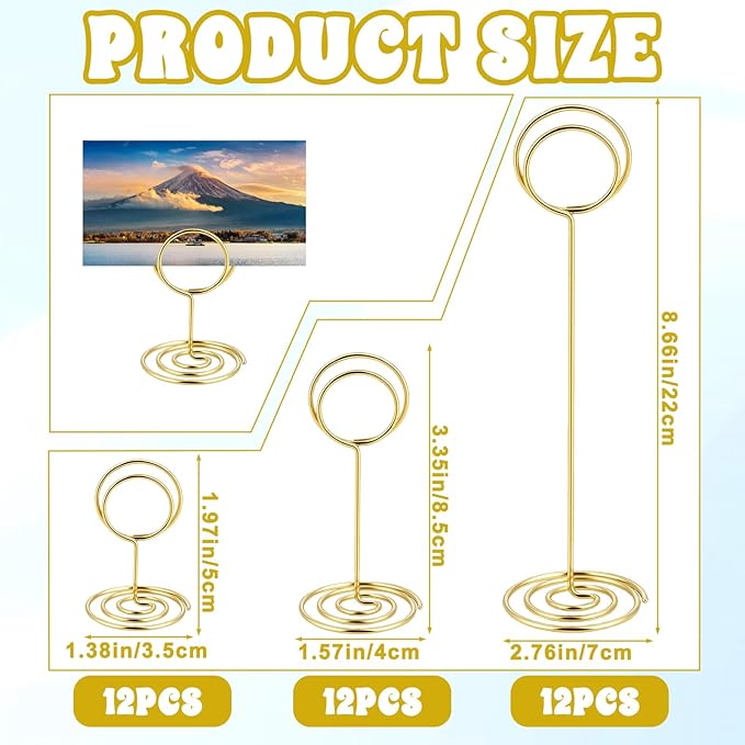 36PCS Table Number Holders 3 Size Place Card Holder Wire Picture Photo Table Sign Stand Name Numbers Menu Memo Note Clips for Centerpieces Wedding Anniversary Reception Birthday Party