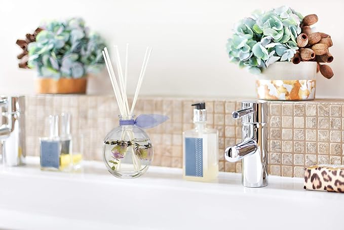 LOVSPA Reed Diffuser Set, Spa Lavender Scented Oil Diffuser with Sticks, Home Fragrance Accessories for Bathroom Shelf Decor, Aroma Diffusers for Home or Office Desk, USA Made