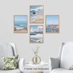 SIGNWIN Poster Bathroom Decor 8"x10"x 4, Wall Art Room Decor Multicolor for Living Room, Bedroom, Office White Aerial View Blue Ocean Wave Beach Shore Nature Wilderness Realism Decorative Landscape