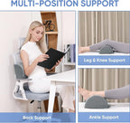 Forias Knee Pillow for Back Sleeping, Memory Foam Leg Pillow for Side Sleeping Bolster Pillow for Legs Elevation Half Moon Leg Elevation Pillow for Knee Lumbar Support, Ankle Rest and Foot Comfort