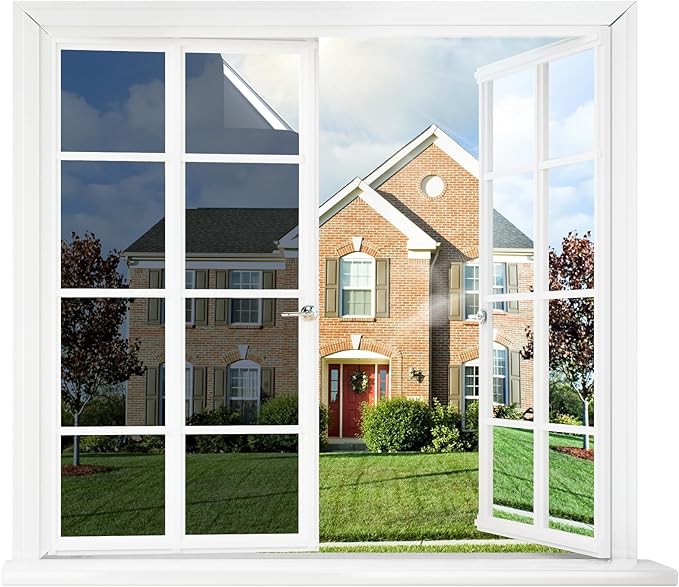 rabbitgoo Window Tint for Home One Way Privacy Window Film See Out Not in Heat UV Blocking Reflective Removable Static Cling Mirror Decorative House Glass Covering, Blue Silver, 23.6 Inch X 6.5 Feet