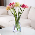 Thenshop 10 Pcs 8'' Tall Clear Flower Vase Wide Mouth Crystal Glass Boho Decorative for Centerpieces Bulk Tall Vase for Flower Bouquets Rustic Home Decor Wedding Housewarming Gift (Neon Clear)