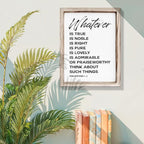 Christian Wooden Framed Signs, Rustic Home Decor, Family Signs, Living Room Decor, Philippians 4:8 Sign, Framed Wall Plaque Sign 15 * 11.5 inches, Finally Brothers and Sisters