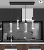 4-Lights Mini Modern Crystal Chandeliers for Kitchen Island Pendants Lighting Fixture LED Ceiling Light for Dining Room Bedroom Foyer 6000K