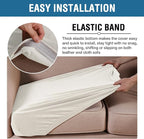 H.VERSAILTEX Velvet Stretch Couch Cushion Cover Plush Cushion Slipcover for Chair Loveseat Sofa Cushion Furniture Protector Seat Cushion Sofa Cover (2 Piece Medium Sofa Cushion Covers, Porcelain)