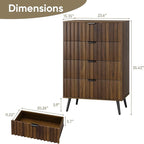 Wanlut Fluted 4 Drawer Dresser for Bedroom, 35.4" Tall Bedroom Dresser with Metal Feet, Wooden Storage Organizer Cabinet Chest of Drawer for Closet, Living Room, Hallway