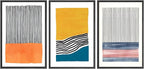 SIGNWIN Framed Wall Art Print Set Orange, Yellow, Blue & Pink Color Blocks and Lines Abstract Shapes Illustrations Modern Art Chic Multicolor for Living Room, Bedroom, Office - 24"x36"x3 Black