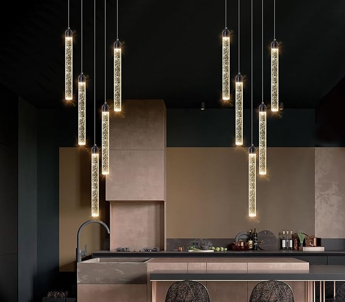 Crystal Pendant Light Mini Chandelier Bubble Pendant Lighting for Kitchen Island Black LED Ceiling Hanging Light Bathroom Dining Room Corridor Dimmable Flush Mount Ceiling Light Dimmable 2700K 6000K