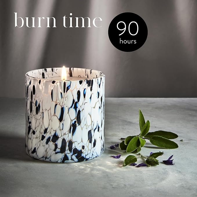 LAFCO New York Signature Candle, Clary Sage - 15.5 oz - 90-Hour Burn Time - Reusable, Hand Blown Glass Vessel - Made in The USA