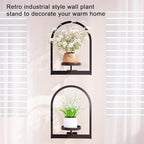 Wall Plant Holder, Wall Planter for Indoor Plants, Window Plant shelves for Multiple Plants Indoor Outdoor, Framed Plant Holder for Home Decor (2 Pack)