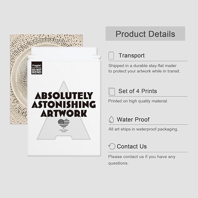 SIGNWIN Adhesive Canvas Poster Beige Abstract Geometric Circle Stroke Minimalist Folk Boho Mid-Century Inspired Digital Print Decorative Zen Bedroom Relax Multicolor - 11"x14"x4