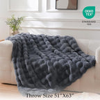 BENVWE Faux Fur Throw Blanket for Couch – Cozy Fuzzy Soft Plush Fluffy Thick Luxury Minky Bubble Blanket for Living Room Home Decor – Fathers Day Birthday Gifts for Women and Men, Grey, 51" x 63"