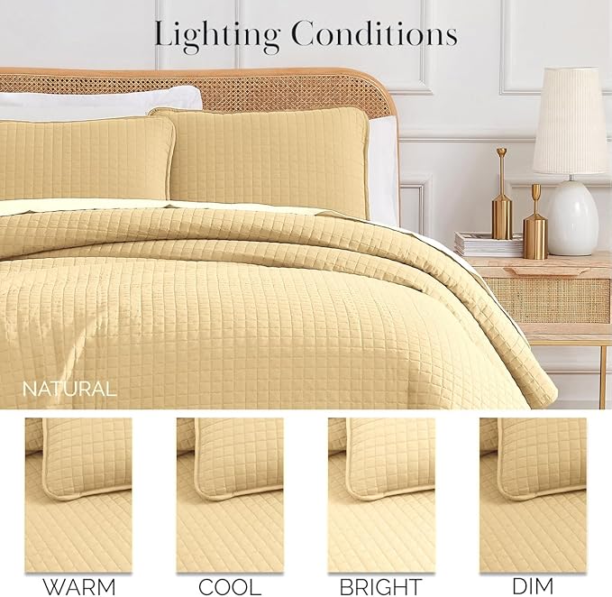 Southshore Fine Living, Inc. Twin Quilt Bedding Set, Soft Brushed Microfiber Coverlet, Stain & Pet Hair Resistant Bedding, Twin/Twin XL Quilt Bedspread Set with Matching Pillow Sham, Gold