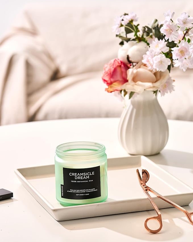 M&SENSE Orange Creamsicle Summer Scented Candle - 11.6oz Clean Non Toxic Natural Soy Wax 70-Hour Slow Burning Candle, 2-Wick Long Lasting Home Fragrance Gifts for Housewarming & Anniversaries