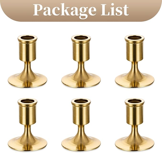 Sziqiqi Candlesticks Holder for Wedding Table Centerpiece - Gold Taper Candle Holders Candle Stick Holder Bulk for Christmas Candlelight Dinner Wedding Party Festival Decor 6 Pieces