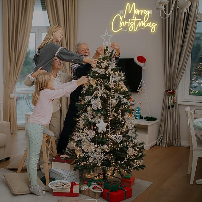 WLHOPE Merry Christmas Neon Sign Dimmable Neon Signs For Wall Decor Led Lights For Christmas Bar Man Cave Club Party Room Shop Window Bedroom Decoration Gifts USB Powered 12.6x16.14in