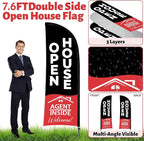 44 Pcs Open House Signs for Real Estate, Double Sided Open House Flag Kit, 7.6 x 5.4 Ft Black Banner Flag Poles Set for Outside, Directional Arrows Sign Stakes Balloons for Open House Supplies