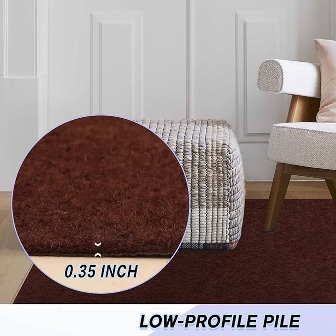 Custom Size Backed Non-Slip Area Rugs Runner, Easy Clean, Waterproof Runner Rugs for Hallway Entryway, Kitchen, Laundry, 4FT x 75FT, Brown