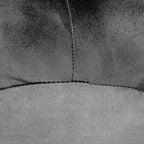 PF12 Goat Leather Handmade Eco-Friendly Black Pouf - Round Shape, 18" x 18" x 18", Plain Solid, Recycled Cotton Filled