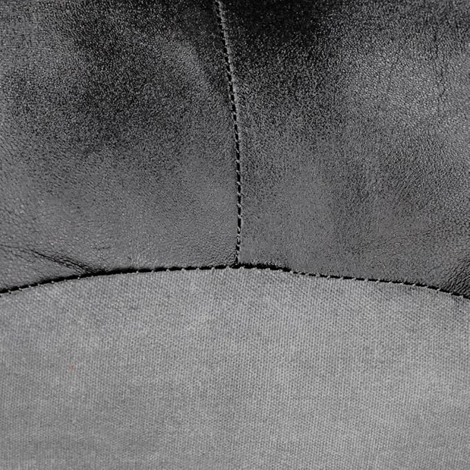 PF12 Goat Leather Handmade Eco-Friendly Black Pouf - Round Shape, 18" x 18" x 18", Plain Solid, Recycled Cotton Filled