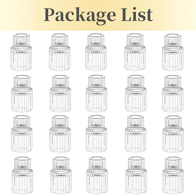 Candle Holder Glass Candlestick Holders: Hewory 20PCS Clear Taper Candle Holders Bulk for Table Centerpiece, Glass Candle Holder Candle Stick Holder Decor for Christmas Wedding Party Bridal Showers
