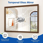 WEER Retro Copper Bathroom Mirror, 40x30 Inch Bronze Oil Rubbed Framed Mirror, Rectangle Classic Vintage Framed Wall Mirror, Farmhouse Vanity Mirror, Tempered Glass, Vertically or Horizontally