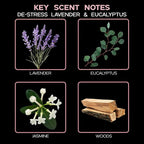 LOVSPA Reed Diffuser Set, DE-Stress Lavender Eucalyptus Scented Oil Diffuser with Sticks, Home Fragrance Accessories for Bathroom Shelf Decor, Aroma Diffusers for Home or Office Desk, USA Made