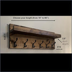 Coat Rack with Shelf Wall Mounted with Storage (Choose Your Length) Towel Rack Entryway Organizer Key Hooks (60" L (10 Hooks))