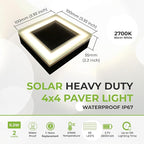 LUMENGY Solar Paver Light 4×4 inch (3.93 X 3.93), Up To 12 Hours Continues Lighting, Stainless Steel, Glare-Free Lighting For Driveways & Garden, 2700K Warm White, Waterproof & Drive-Over Rated. Ver 2