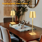 2 Pack Cordless Table Lamps, 3 Colors Stepless Dimming, 5000mAh Rechargeable Battery LED Desk Lamp for Bedroom/Couple Dinner/Desk/Cafe/Dining Room/Terrace