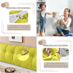 Large Triangular Headboard Pillows Long Backrest Positioning Support Bolster Cushion for Daybed Fluffy Quality Plush Body Wedge Pillow with Removable Cover(Yellow Green-Queen-59x8x20in)