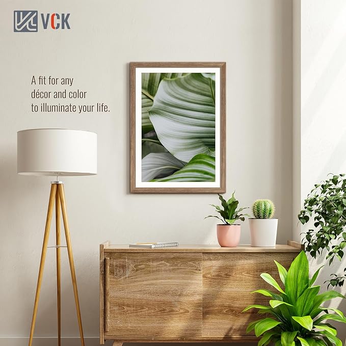 VCK 20x28 Picture Frame 3 Pack - Brown Walnut, Natural Textured Solid Wood Picture Poster Frame, Wall Gallery Frame