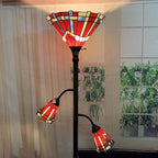 Bieye L10835 Mission Tiffany Style Stained Glass Floor Lamp for Reading Working Decorating, 3-Lights, 70 inches Tall