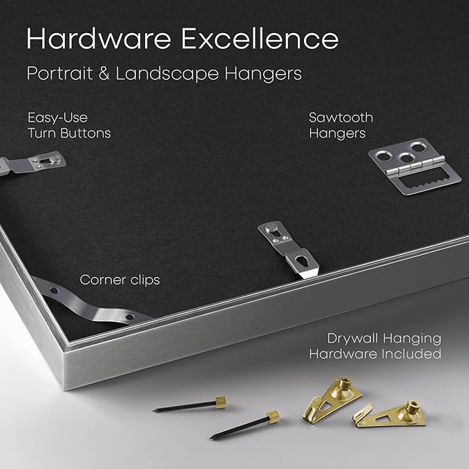 Homeforia A5 Picture Frame Silver, High End Metal 5.8 x 8.3 Frame Matted to 4.1 x 5.8 Art, A5 Frame with Mat A6, 5.8x8.3 Poster Frames, 8.3x5.8 Size Display Frames, Tempered Glass, Wall Kit, Set of 1